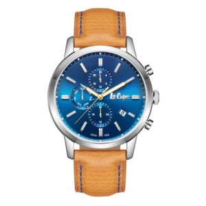 Lee Cooper multifunction watch with blue dial and brown strap
