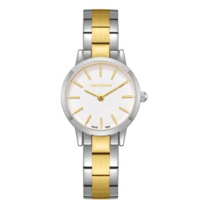 Lee Cooper two-tone watch with white dial and metal bracelet