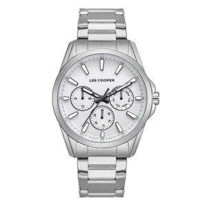 Lee Cooper multifunction watch with silver dial and metal bracelet