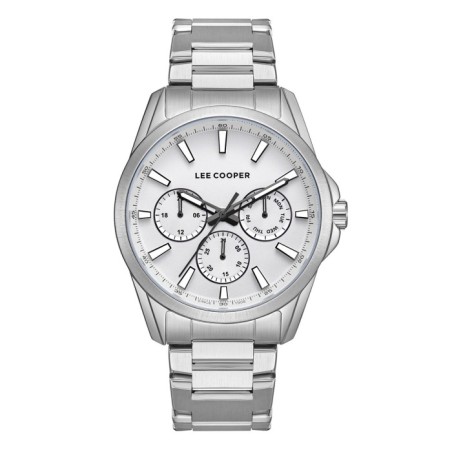 Lee Cooper multifunction watch with silver dial and metal bracelet