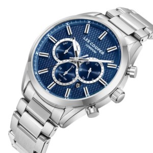 Lee Cooper chronograph watch with blue dial and silver bracelet