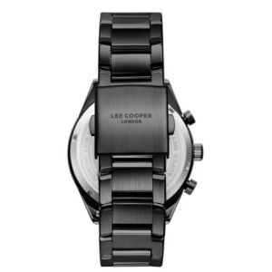 Lee Cooper chronograph watch with black dial and black bracelet