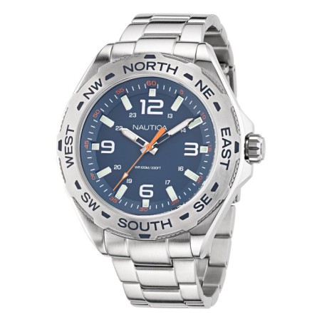 Nautica watch with blue dial and silver bracelet
