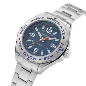 Nautica watch with blue dial and silver bracelet