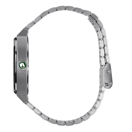 Nixon watch with silver bracelet and green dial