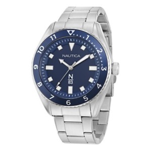 Nautica watch with stainless steel bracelet and blue dial