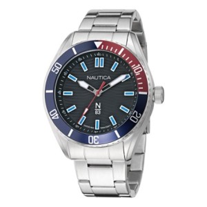 Nautica watch with stainless steel bracelet and black dial