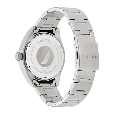 Ρολόι Nautica με μαύρο καντράν και ανοξείδωτο μπρασελέ