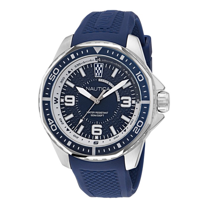 Nautica watch with blue dial and blue silicone strap