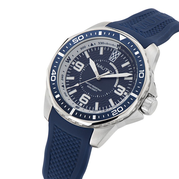 Nautica watch with blue dial and blue silicone strap