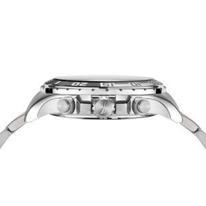 Χρονογράφος Nautica με ασημί μπρασελέ από ανοξείδωτο ατσάλι και μαύρο καντράν