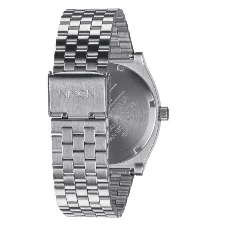 Nixon watch with silver bracelet and green dial