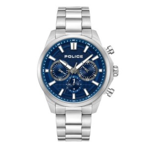 Ρολόι Police με ασημί μπρασελέ και μπλε καντράν χρονογράφου.