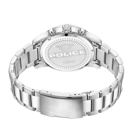 Police watch with silver bracelet and blue dial