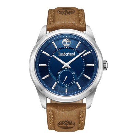 Timberland watch with blue dial and brown leather strap