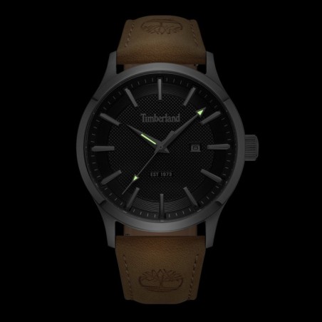Ρολόι Timberland με μαύρο καντράν και καφέ δερμάτινο λουράκι