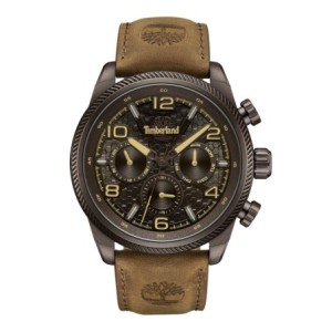 Ρολόι Timberland chronograph με καφέ καντράν και καφέ δερμάτινο λουράκι