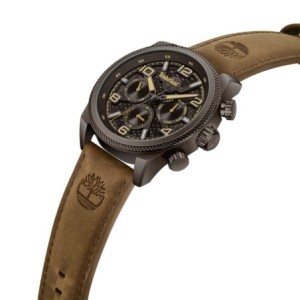 Timberland chronograph watch with brown dial and brown leather strap