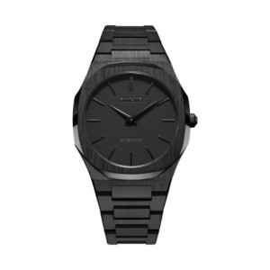 D1 Milano ultrathin watch with black dial and black stainless steel bracelet