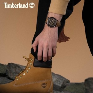 Ρολόι Timberland chronograph με καφέ καντράν και καφέ δερμάτινο λουράκι