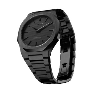 D1 Milano ultrathin watch with black dial and black stainless steel bracelet