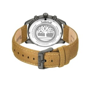 Ρολόι Timberland dual time chronograph με μαύρο καντράν και καφέ δερμάτινο λουράκι