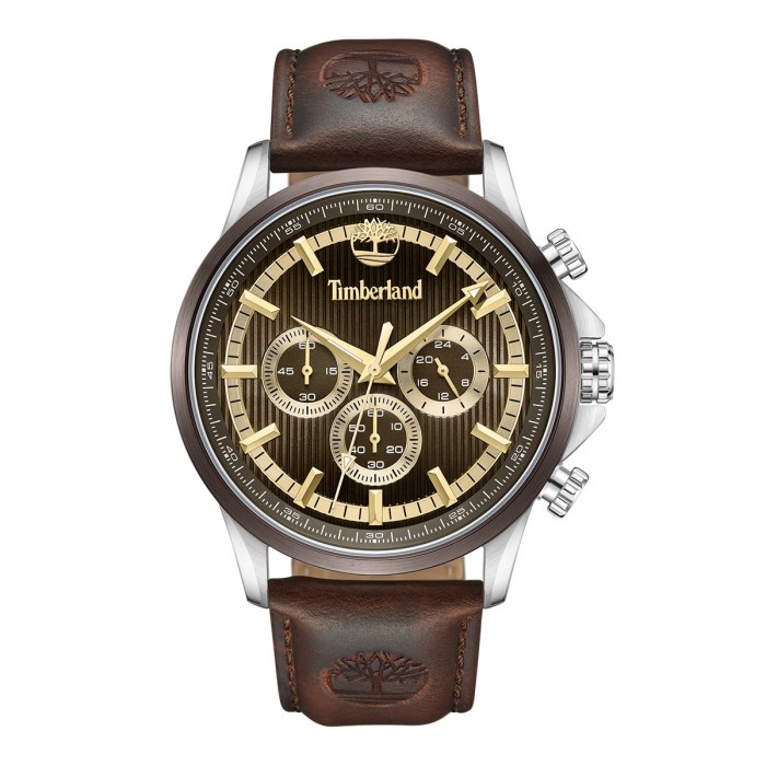 Timberland chronograph watch with brown dial and brown leather strap
