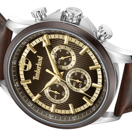 Ρολόι Timberland chronograph με καφέ καντράν και καφέ δερμάτινο λουράκι