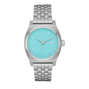Nixon watch with silver bracelet and turquoise dial