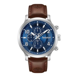 Timberland chronograph watch with blue dial and brown leather strap
