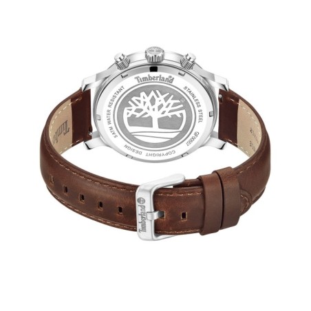 Ρολόι Timberland chronograph με μπλε καντράν και καφέ δερμάτινο λουράκι