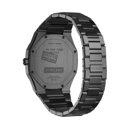 D1 Milano ultrathin watch with black dial and black stainless steel bracelet