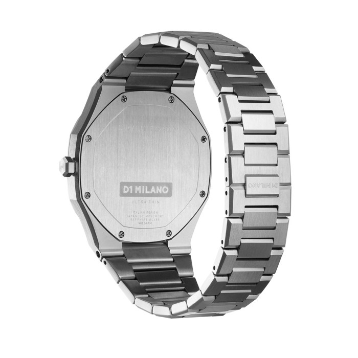 D1 Milano ultrathin watch with black dial and stainless steel bracelet