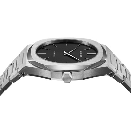 D1 Milano ultrathin watch with black dial and stainless steel bracelet