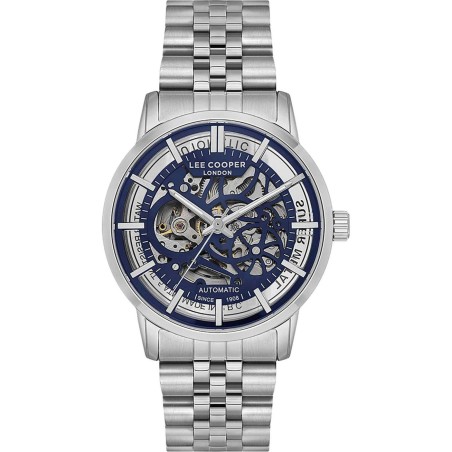Αυτόματο ρολόι Lee Cooper με μπλε skeleton καντράν και μεταλλικό μπρασελέ
