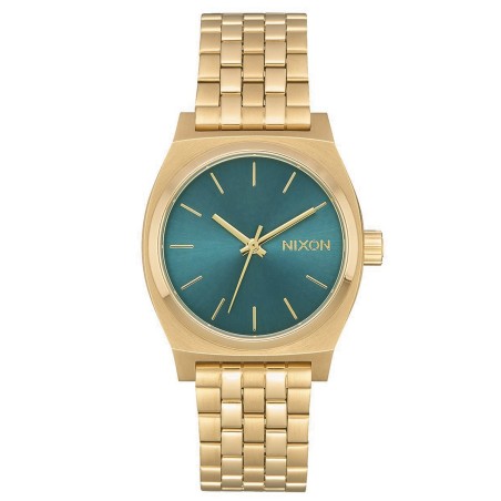 Χρυσό ρολόι Nixon με χρυσό μπρασελέ και πράσινο καντράν