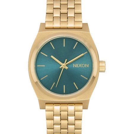 Χρυσό ρολόι Nixon με χρυσό μπρασελέ και πράσινο καντράν