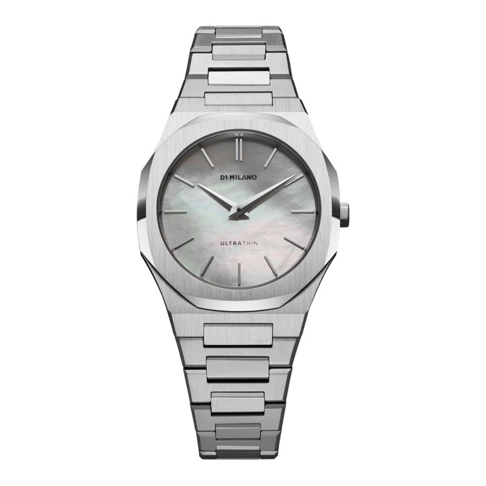 D1 Milano ultrathin watch with silver dial and stainless steel bracelet