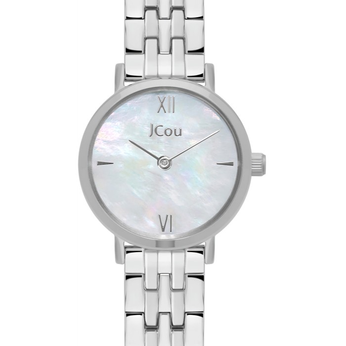 Ρολόι με καντράν φίλντισι και ασημί μπρασελέ από ανοξείδωτο ατσάλι