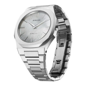 D1 Milano ultrathin watch with silver dial and stainless steel bracelet