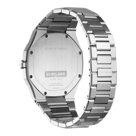 D1 Milano ultrathin watch with silver dial and stainless steel bracelet