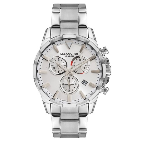 Lee Cooper chronograph watch with silver dial and stainless steel bracelet