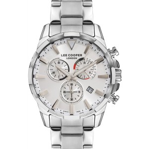 Lee Cooper chronograph watch with silver dial and stainless steel bracelet