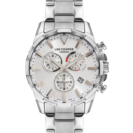 Lee Cooper chronograph watch with silver dial and stainless steel bracelet
