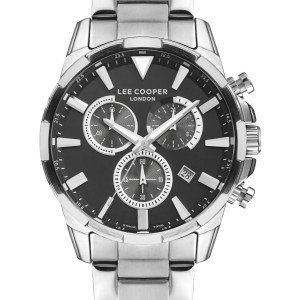 Lee Cooper chronograph watch with black dial and stainless steel bracelet