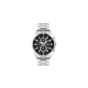 Lee Cooper London chronograph watch with black bezel and stainless steel bracelet