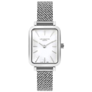 Lee Cooper London rectangular watch with white dial and mesh bracelet