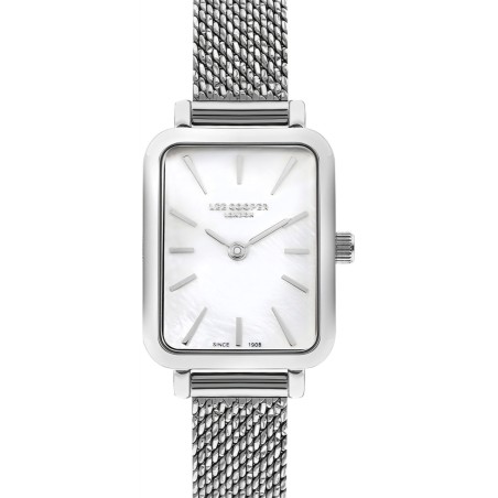Ορθογώνιο ρολόι Lee Cooper London με λευκό καντράν και mesh μπρασελέ