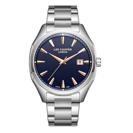 Ρολόι Lee Cooper με ασημί μπρασελέ και μπλε καντράν