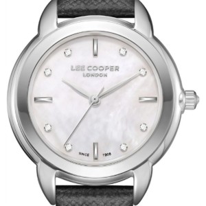 Γυναικείο ρολόι από ανοξείδωτο ατσάλι με φίλντισι καντράν και μαύρο δερμάτινο λουράκι